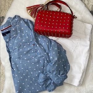 Tommy Hilfiger half bottom polka dot blouse